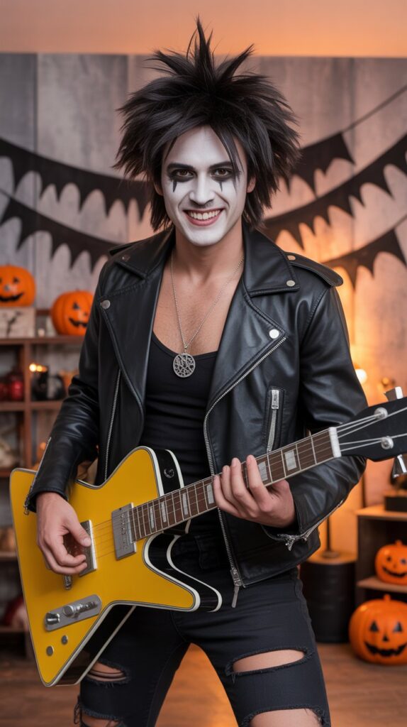 7. The Rockstar

This costume is all about confidence. You don’t need a real guitar or microphone — the outfit and attitude sell the look. It’s a fun option if you want something edgy that makes you stand out.